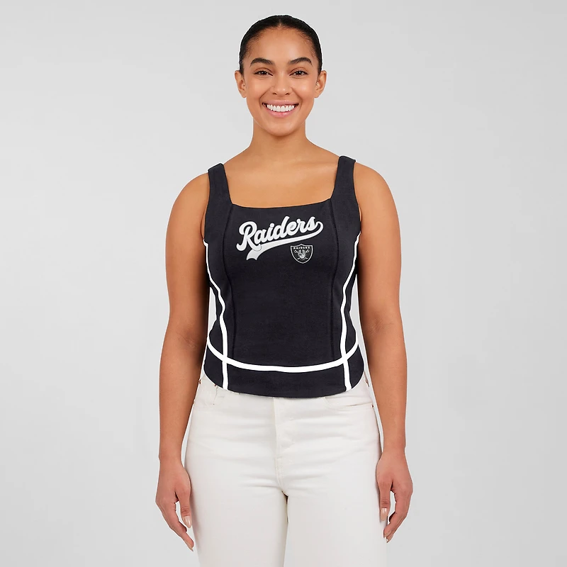Débardeur à col carré noir Las Vegas Raiders pour femme WEAR by Erin Andrews
