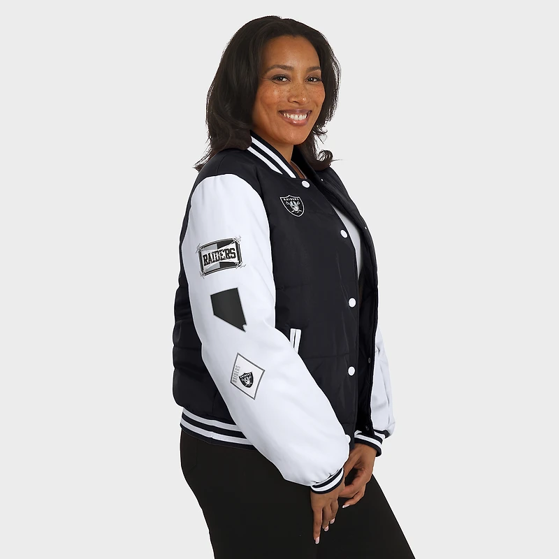 Doudoune noire à boutons-pression pour femme WEAR by Erin Andrews des Las Vegas Raiders