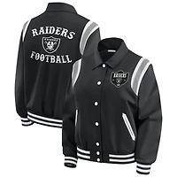 Veste légère noire à boutons-pression pour femme WEAR by Erin Andrews des Las Vegas Raiders