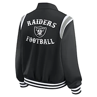 Women's WEAR by Erin Andrews Black Las Vegas Raiders Varsity Lightweight Full-Snap Jacket