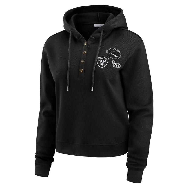 Women's WEAR by Erin Andrews  Black Las Vegas Raiders Waffle Hoodie Pullover Top