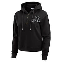 Women's WEAR by Erin Andrews  Black Las Vegas Raiders Waffle Hoodie Pullover Top