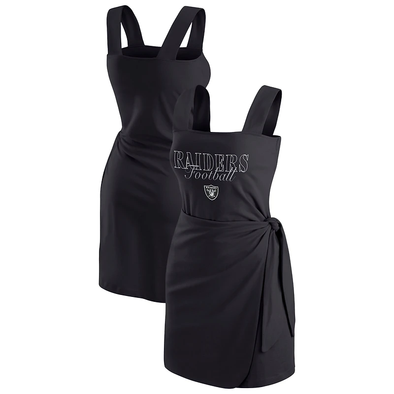 Robe portefeuille noire Las Vegas Raiders pour femme WEAR by Erin Andrews