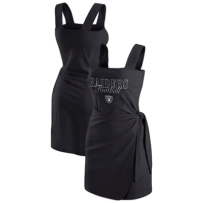 Robe portefeuille noire Las Vegas Raiders pour femme WEAR by Erin Andrews