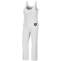Women's WEAR by Erin Andrews Cream Las Vegas Raiders Cosy Scoop Neck Tank Top & Pants Sleep Set