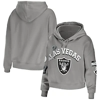 Sweat à capuche court et modeste grande taille gris Las Vegas Raiders pour femmes par Erin Andrews