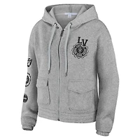 Women's WEAR by Erin Andrews Heather Gray Las Vegas Raiders Full-Zip Hoodie