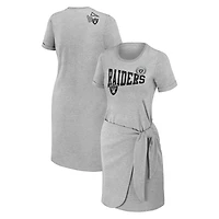 Robe t-shirt nouée gris chiné pour femme WEAR by Erin Andrews, motif Las Vegas Raiders