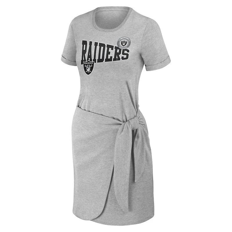 Robe t-shirt nouée gris chiné pour femme WEAR by Erin Andrews, motif Las Vegas Raiders