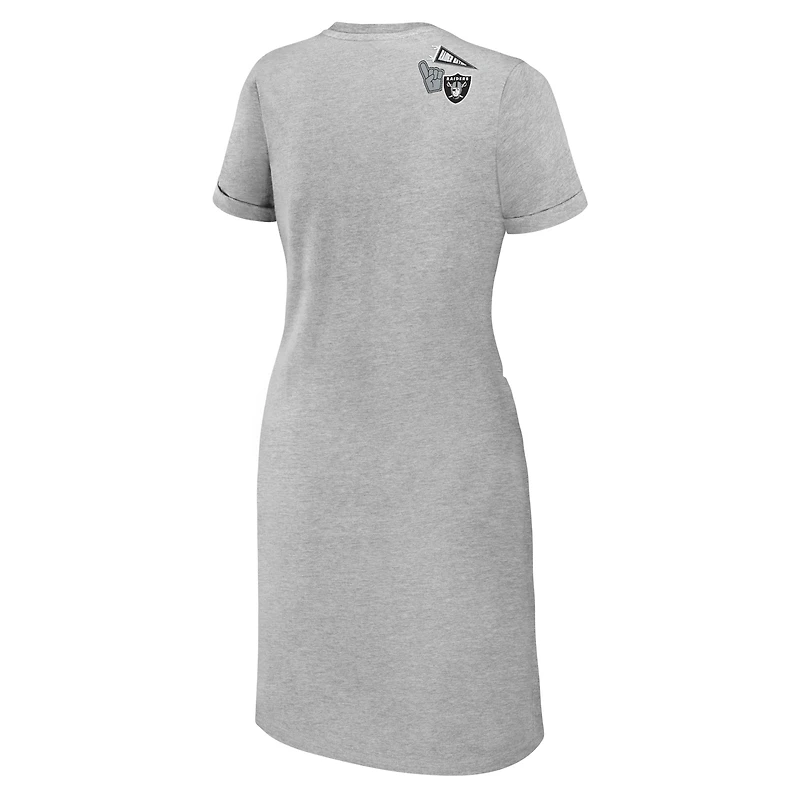 Robe t-shirt nouée gris chiné pour femme WEAR by Erin Andrews, motif Las Vegas Raiders