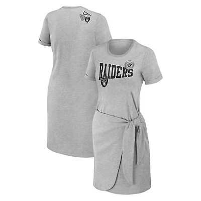 Robe t-shirt nouée gris chiné pour femme WEAR by Erin Andrews, motif Las Vegas Raiders