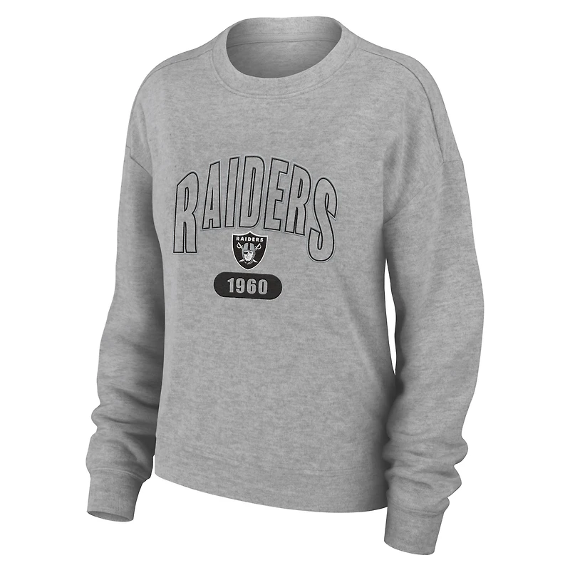 Ensemble de détente pour femme WEAR by Erin Andrews Heather Gray Las Vegas Raiders en tricot tri-blend à manches longues et pantalon grande taille