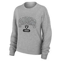 Ensemble de détente pour femme WEAR by Erin Andrews Heather Gray Las Vegas Raiders en tricot tri-blend à manches longues et pantalon grande taille