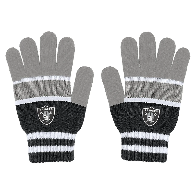 WEAR by Erin Andrews Ensemble gants et écharpe à rayures Las Vegas Raiders pour femmes