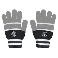 WEAR by Erin Andrews Ensemble gants et écharpe à rayures Las Vegas Raiders pour femmes
