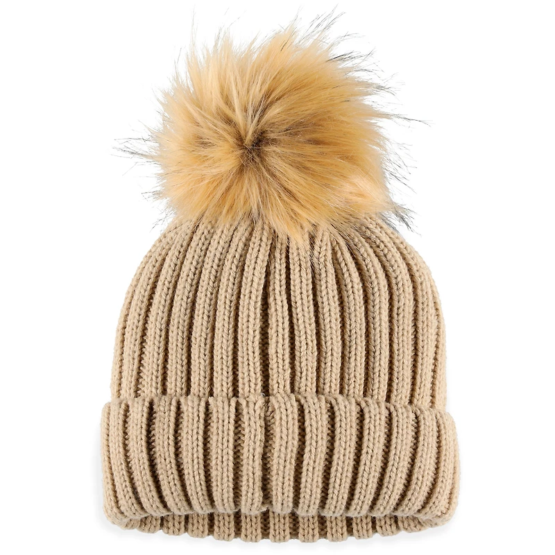 Bonnet en tricot à revers neutre avec pompon WEAR by Erin Andrews Natural Las Vegas Raiders pour femme
