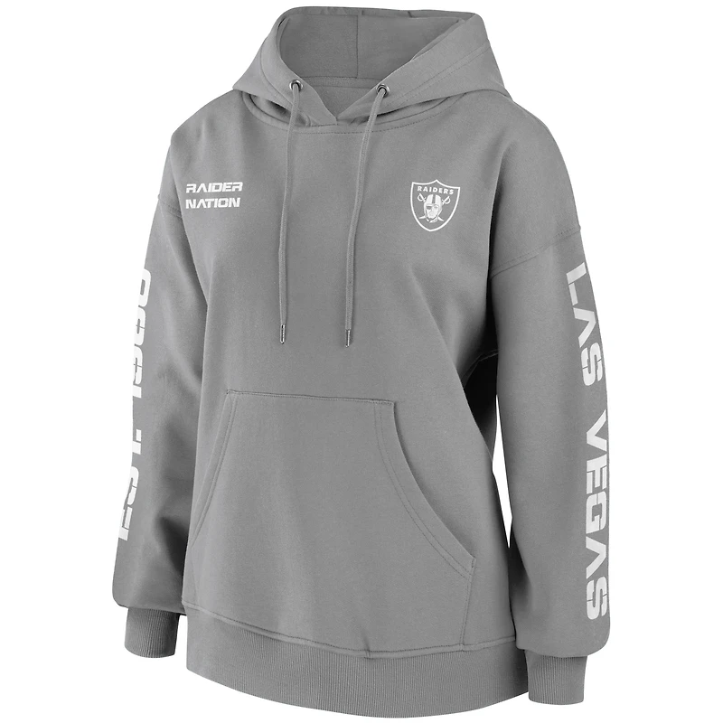 Women's WEAR by Erin Andrews Silver Las Vegas Raiders Pullover - Hoodie