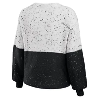 Women's WEAR by Erin Andrews  White/Black Las Vegas Raiders Lighweight Modest Crop Color-Block Pullover Sweater