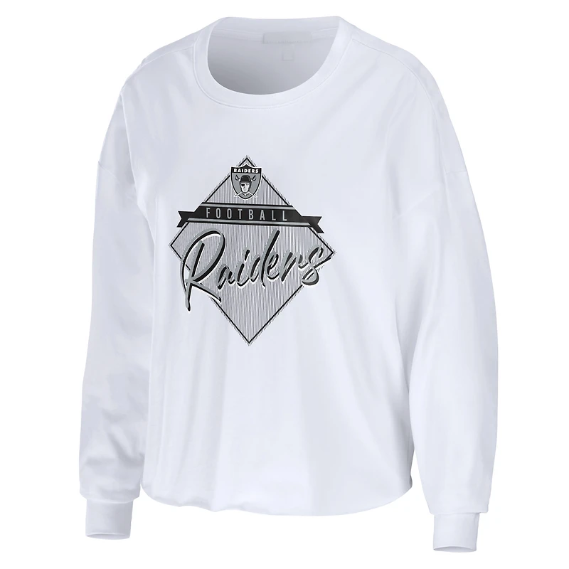 T-shirt court à manches longues pour femme WEAR by Erin Andrews, blanc, motif Las Vegas Raiders