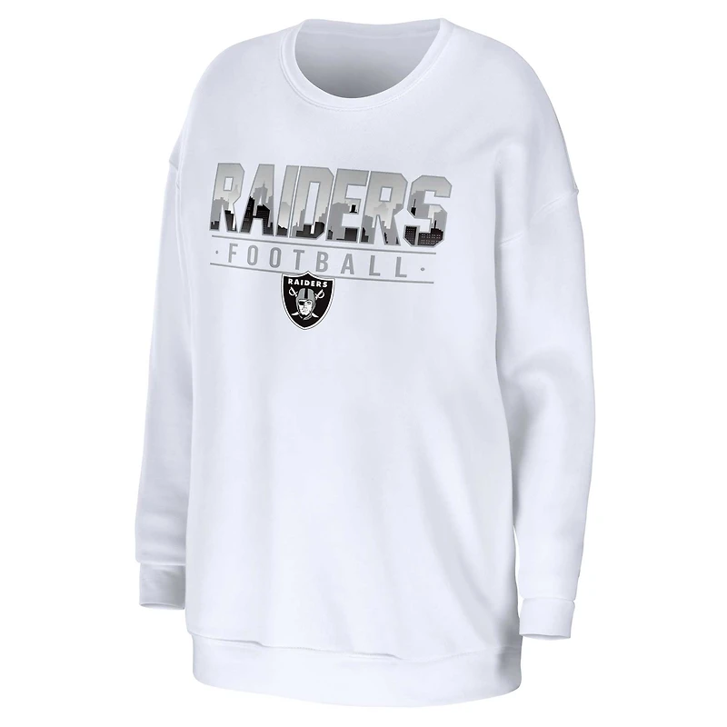 Women's WEAR by Erin Andrews White Las Vegas Raiders Domestic Pullover Sweatshirt