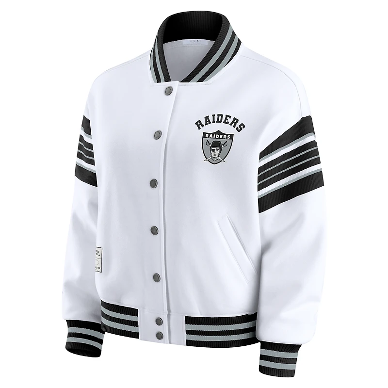 Veste polaire blanche à boutons-pression pour femme WEAR by Erin Andrews des Las Vegas Raiders