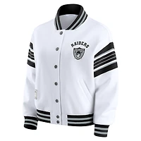 Veste polaire blanche à boutons-pression pour femme WEAR by Erin Andrews des Las Vegas Raiders