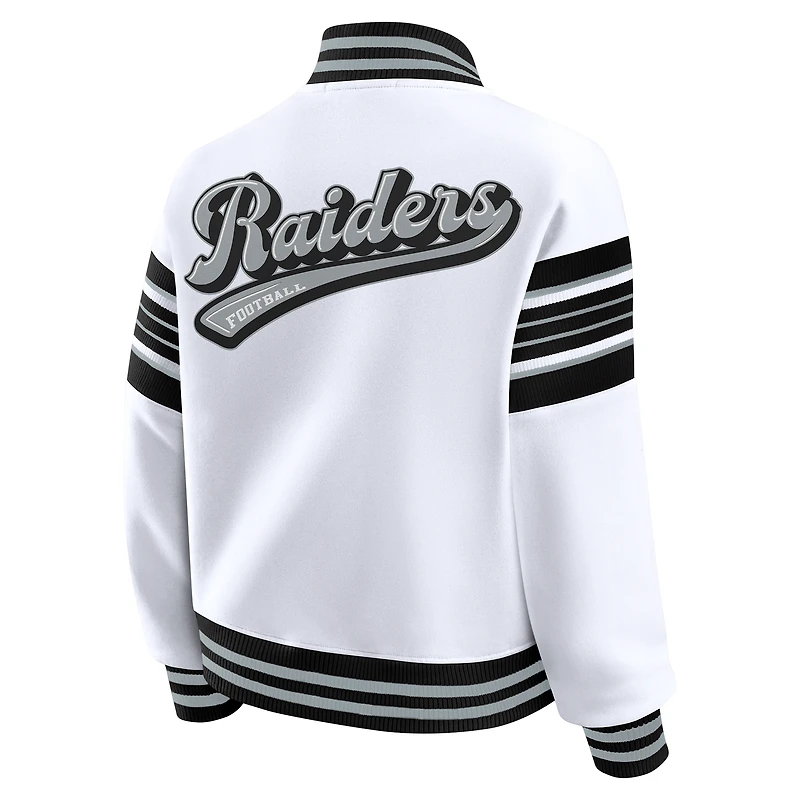 Veste polaire blanche à boutons-pression pour femme WEAR by Erin Andrews des Las Vegas Raiders