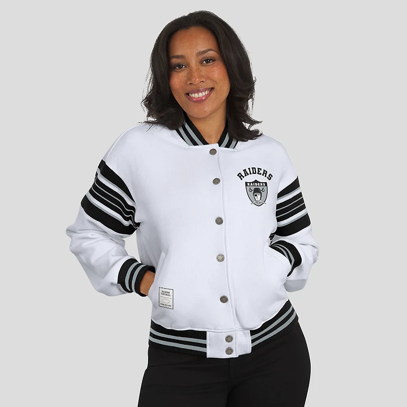 Veste polaire blanche à boutons-pression pour femme WEAR by Erin Andrews des Las Vegas Raiders