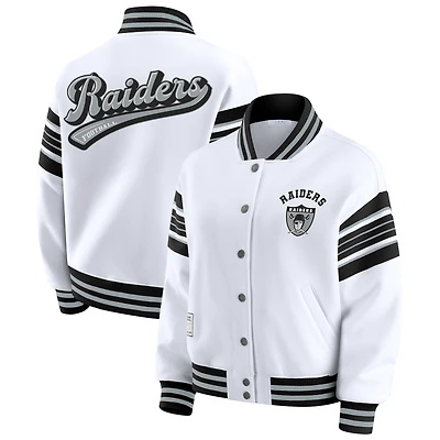 Veste polaire blanche à boutons-pression pour femme WEAR by Erin Andrews des Las Vegas Raiders