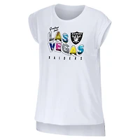 Women's WEAR by Erin Andrews White Las Vegas Raiders Greetings From Muscle T-Shirt