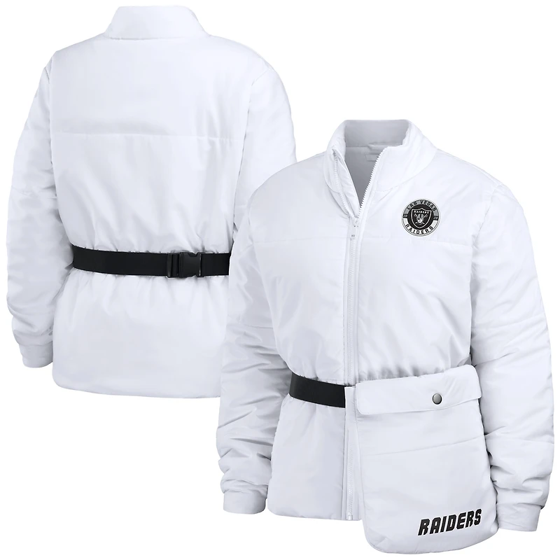 Women's WEAR by Erin Andrews White Las Vegas Raiders Packaway Full-Zip Puffer Jacket
