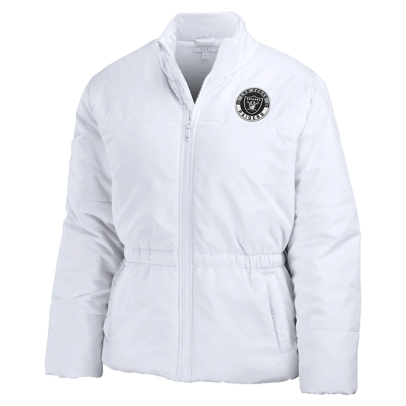 Women's WEAR by Erin Andrews White Las Vegas Raiders Packaway Full-Zip Puffer Jacket