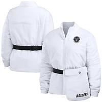 Women's WEAR by Erin Andrews  White Las Vegas Raiders Packaway Full-Zip Puffer Jacket