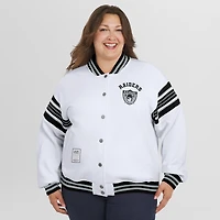 Veste sweat-shirt en polaire à boutons-pression pour femme WEAR by Erin Andrews, grande taille, motif Las Vegas Raiders blanc