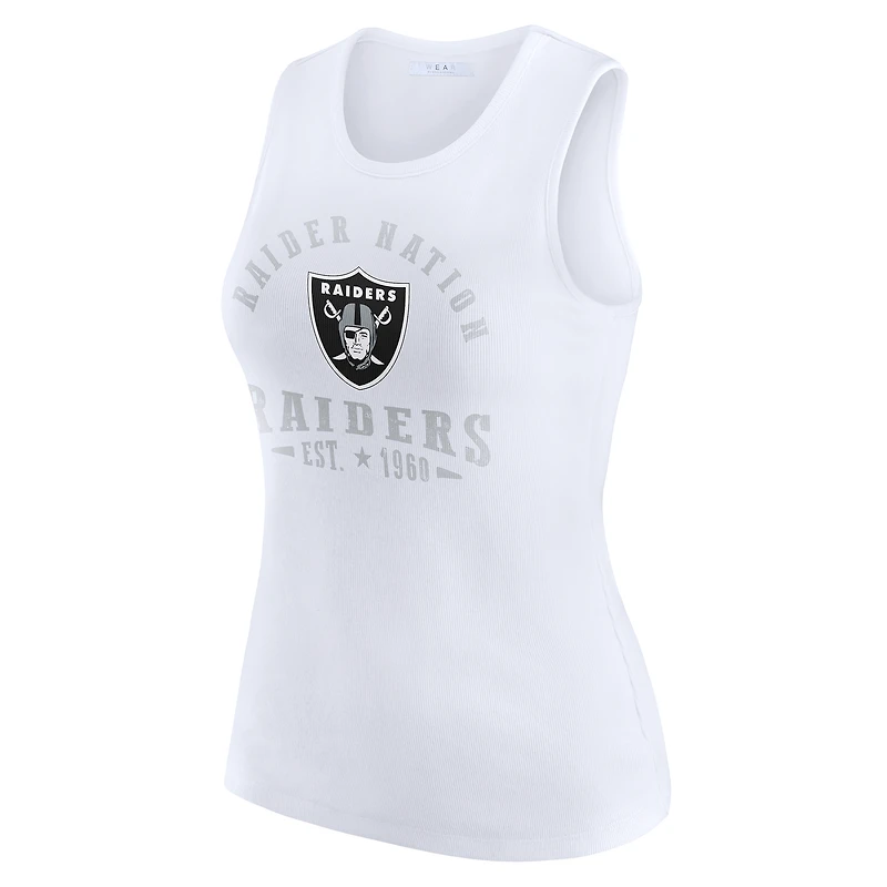 Débardeur côtelé blanc à imprimé graphique des Las Vegas Raiders pour femme WEAR by Erin Andrews