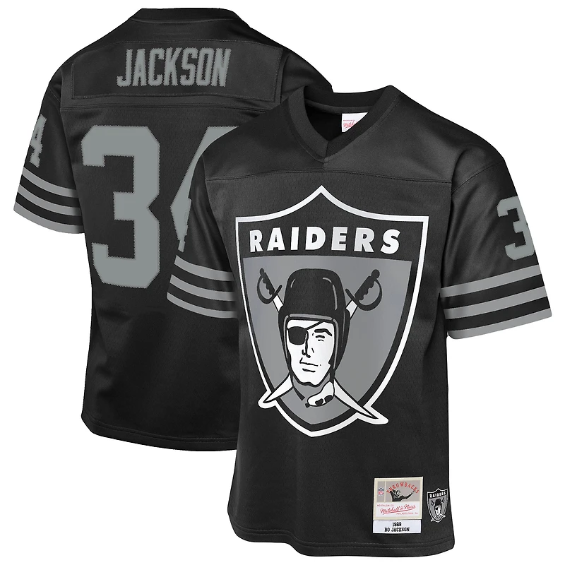 Maillot rétro Mitchell & Ness Bo Jackson noir des Las Vegas Raiders 1988 pour jeunes