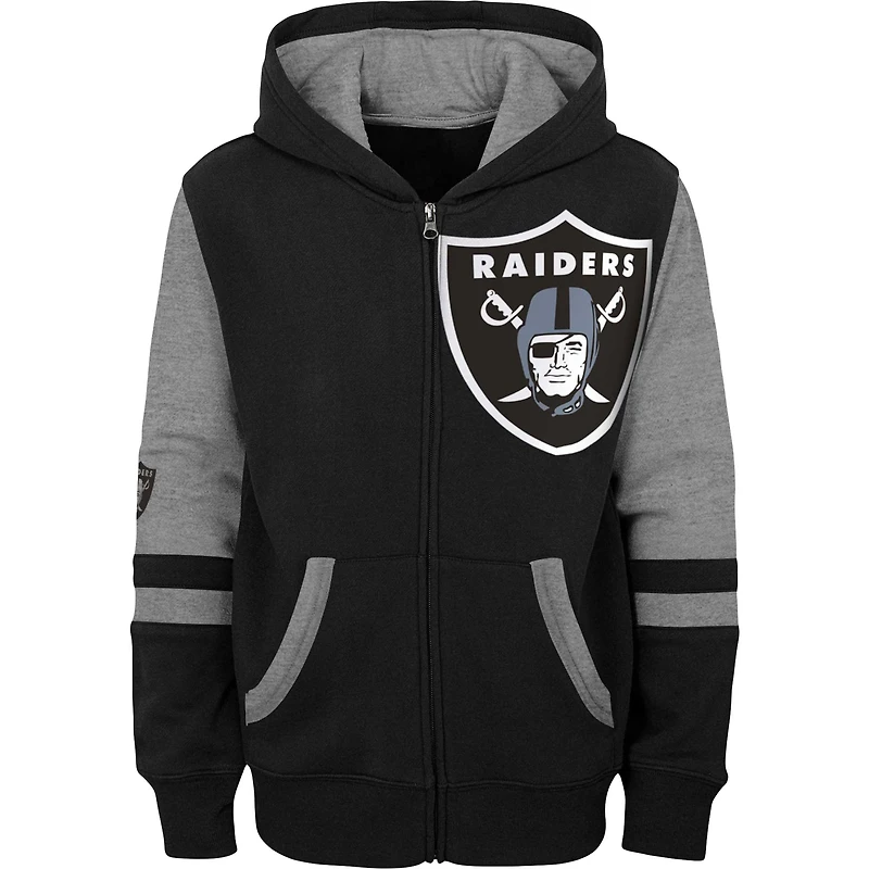 Sweat à capuche zippé colorblock noir pour jeunes Las Vegas Raiders
