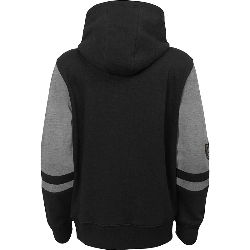 Sweat à capuche zippé colorblock noir pour jeunes Las Vegas Raiders