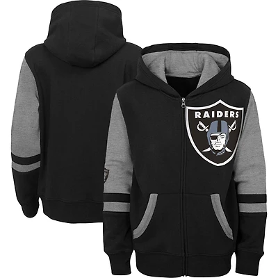 Sweat à capuche zippé colorblock noir pour jeunes Las Vegas Raiders