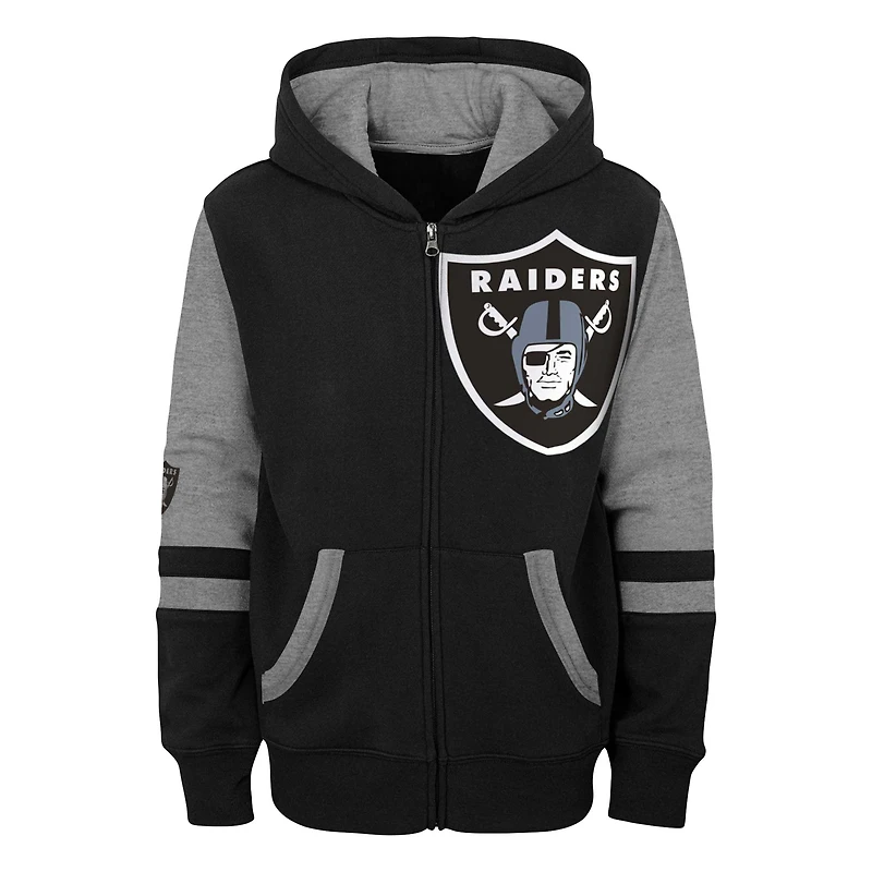 Youth Black Las Vegas Raiders Stadium Colorblock Full-Zip Hoodie
