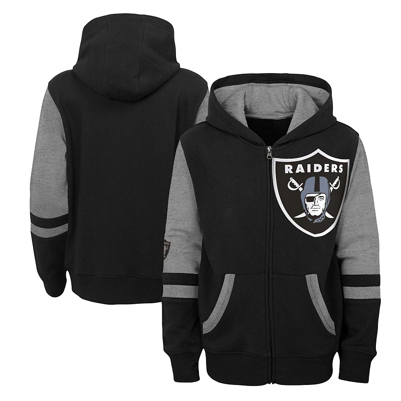 Youth Black Las Vegas Raiders Stadium Colorblock Full-Zip Hoodie