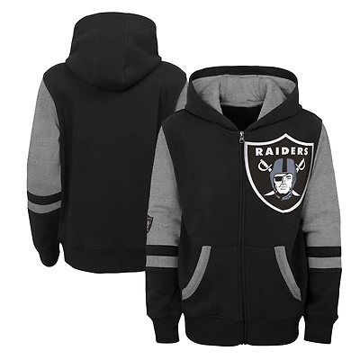 Youth Black Las Vegas Raiders Stadium Colorblock Full-Zip Hoodie
