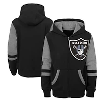 Youth Black Las Vegas Raiders Stadium Colorblock Full-Zip Hoodie