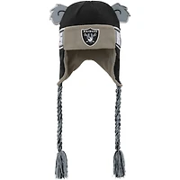 Youth Black Las Vegas Raiders Wordmark Ears Trooper Knit Hat