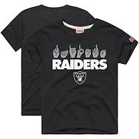 T-shirt tri-blend charbon hommage jeunesse Las Vegas Raiders Love Sign x ASL 2.0