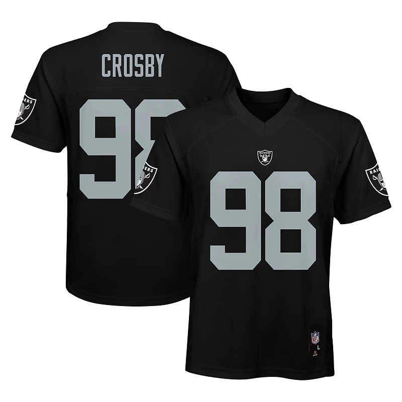 Maillot de joueur réplique noir Maxx Crosby pour jeunes des Las Vegas Raiders