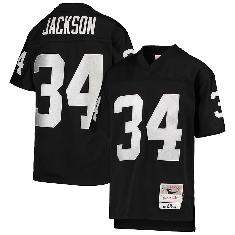Maillot de joueur retraité Mitchell & Ness Bo Jackson noir Las Vegas Raiders 1988 Legacy pour jeunes