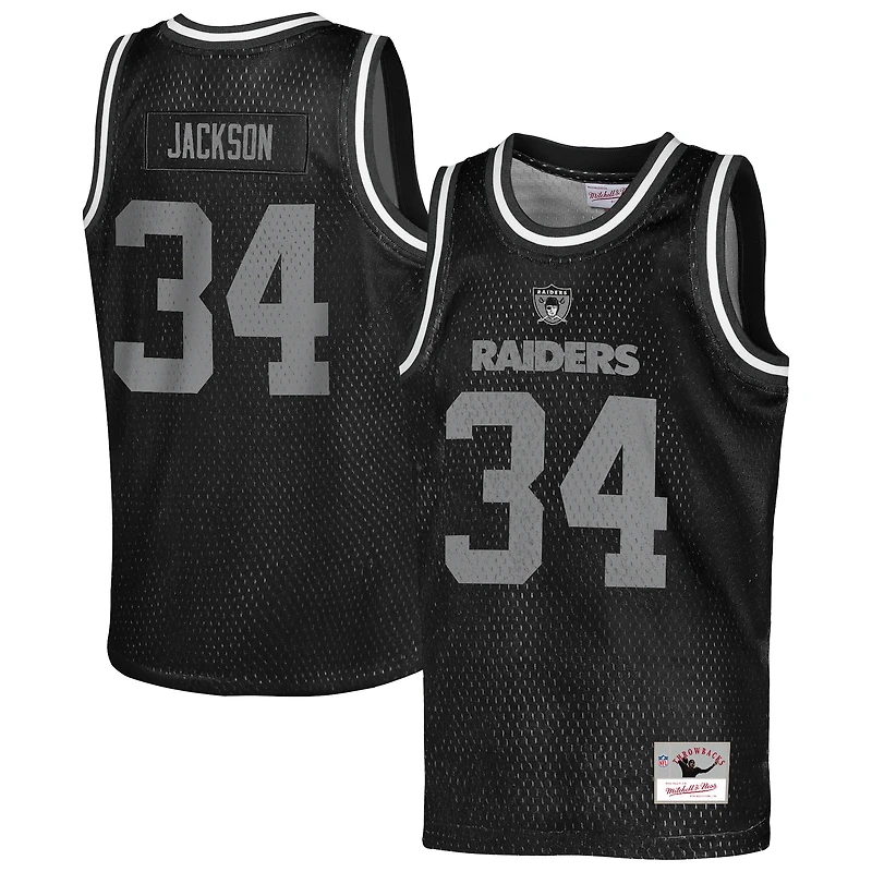 Maillot de basket-ball NFL noir Mitchell & Ness Bo Jackson des Las Vegas Raiders, joueur retraité