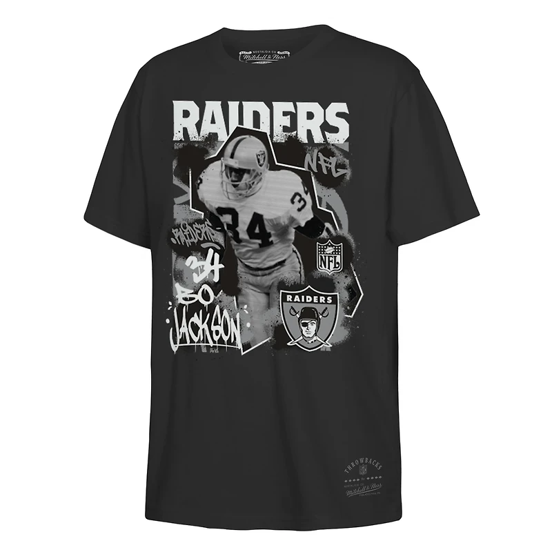 Youth Mitchell & Ness Bo Jackson Black Las Vegas Raiders Star Player T-Shirt