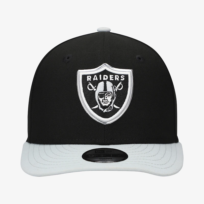 Youth New Era  Black/Silver Las Vegas Raiders 2026 NFL Draft Pre-Curved 9FIFTY Snapback Hat